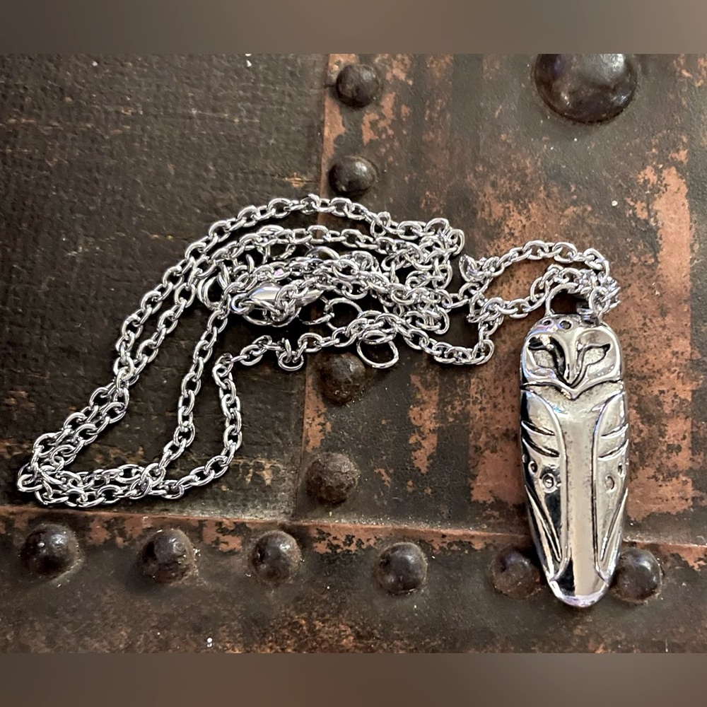 Silver Owl Pendant with the Night Sky